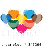 Poster, Art Print Of Cluster Of Colorful Overlapping Hearts