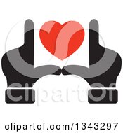 Poster, Art Print Of Black Male Hands Framing A Red Heart