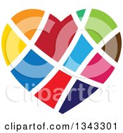 Poster, Art Print Of Colorful Heart With White Lines