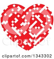 Pixelated White And Red Heart