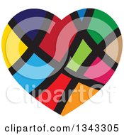 Poster, Art Print Of Colorful Heart With Black Lines