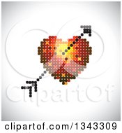 Poster, Art Print Of Heart And Cupids Arrow Made Of Dots Over Shading
