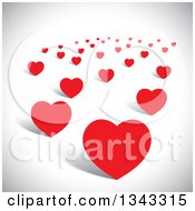 Poster, Art Print Of Scattered Red Hearts Over Shading