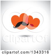 Clipart Of A Heart Couple With A Mustache And Lips Over Shading Royalty Free Vector Illustration