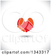 Poster, Art Print Of Orange And Red Hands Shaking And Forming A Heart Over Shading