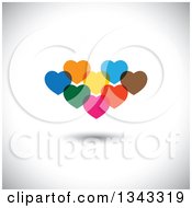 Poster, Art Print Of Cluster Of Colorful Overlapping Hearts Over Shading