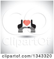 Poster, Art Print Of Black Male Hands Framing A Red Heart Over Shading