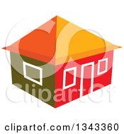 Poster, Art Print Of House In Red And Orange Tones