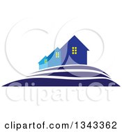 Clipart Of A Neighborhood Of Blue Houses Royalty Free Vector Illustration