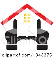Poster, Art Print Of Black Hands Forming The Frame Of A House With A Red Roof