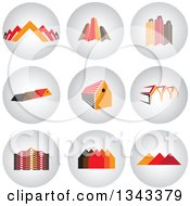Poster, Art Print Of Round Shaded House And Skyscraper App Icon Button Design Elements