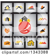 Poster, Art Print Of Square Shaded House App Icon Button Design Elements On Black 2