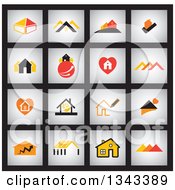 Clipart Of Square Shaded House App Icon Button Design Elements On Black Royalty Free Vector Illustration