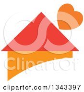 Clipart Of A Red And Orange House With A Heart Royalty Free Vector Illustration