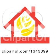 Poster, Art Print Of Red House With Yellow Leaves