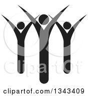 Clipart Of A Teamwork Unity Group Of Cheering Black People Royalty Free Vector Illustration