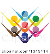 Poster, Art Print Of Teamwork Unity Group Of Colorful People Cheering 2