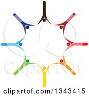 Poster, Art Print Of Teamwork Unity Circle Of Colorful People Cheering Or Dancing 25