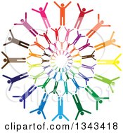 Poster, Art Print Of Teamwork Unity Circle Of Colorful People Cheering Or Dancing 31