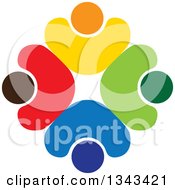 Poster, Art Print Of Teamwork Unity Circle Of Colorful People Cheering Or Dancing 38