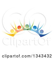 Clipart Of A Teamwork Unity Group Of Colorful People Cheering Royalty Free Vector Illustration by ColorMagic #COLLC1343432-0187
