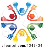 Poster, Art Print Of Teamwork Unity Circle Of Colorful People Cheering Or Dancing 17