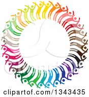 Clipart Of A Teamwork Unity Circle Of Colorful People Cheering Or Dancing 74 Royalty Free Vector Illustration