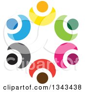 Poster, Art Print Of Teamwork Unity Circle Of Colorful People Cheering Or Dancing 71
