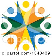 Poster, Art Print Of Teamwork Unity Circle Of Colorful People Cheering Or Dancing 67
