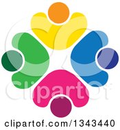 Poster, Art Print Of Teamwork Unity Circle Of Colorful People Cheering Or Dancing 66