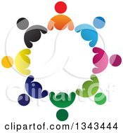 Clipart Of A Circle Of Colorful Diverse People Royalty Free Vector Illustration