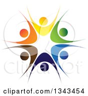 Poster, Art Print Of Teamwork Unity Circle Of Colorful People Cheering Or Dancing 23