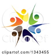 Poster, Art Print Of Teamwork Unity Circle Of Colorful People Cheering Or Dancing 24