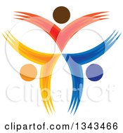 Poster, Art Print Of Teamwork Unity Circle Of Colorful People Cheering Or Dancing 35