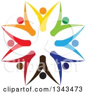 Poster, Art Print Of Teamwork Unity Circle Of Colorful People Cheering Or Dancing 26