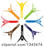 Poster, Art Print Of Teamwork Unity Circle Of Colorful People Cheering Or Dancing 27