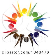 Poster, Art Print Of Teamwork Unity Circle Of Colorful People Cheering Or Dancing 29