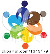 Poster, Art Print Of Teamwork Unity Circle Of Colorful Hand People