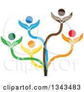 Poster, Art Print Of Teamwork Unity Group Of Colorful People On A Plant