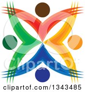 Poster, Art Print Of Teamwork Unity Circle Of Colorful People Cheering Or Dancing 34