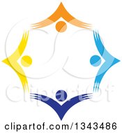 Poster, Art Print Of Teamwork Unity Circle Of Colorful People Cheering Or Dancing 53