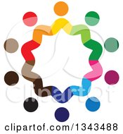 Poster, Art Print Of Teamwork Unity Circle Of Colorful People 54