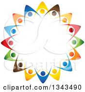 Poster, Art Print Of Teamwork Unity Circle Of Colorful People Cheering Or Dancing 39