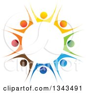 Poster, Art Print Of Teamwork Unity Circle Of Colorful People Cheering Or Dancing 40