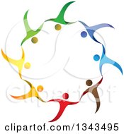 Poster, Art Print Of Teamwork Unity Circle Of Colorful People Cheering Or Dancing 43