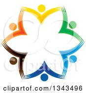 Poster, Art Print Of Teamwork Unity Circle Of Colorful People Cheering Or Dancing 57