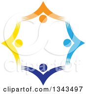 Poster, Art Print Of Teamwork Unity Circle Of Colorful People Cheering Or Dancing 55