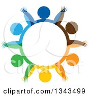 Poster, Art Print Of Teamwork Unity Circle Of Colorful People Cheering Or Dancing 56