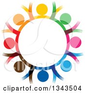 Poster, Art Print Of Teamwork Unity Circle Of Colorful People Cheering Or Dancing 49