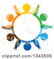 Poster, Art Print Of Teamwork Unity Circle Of Colorful People Cheering Or Dancing 50